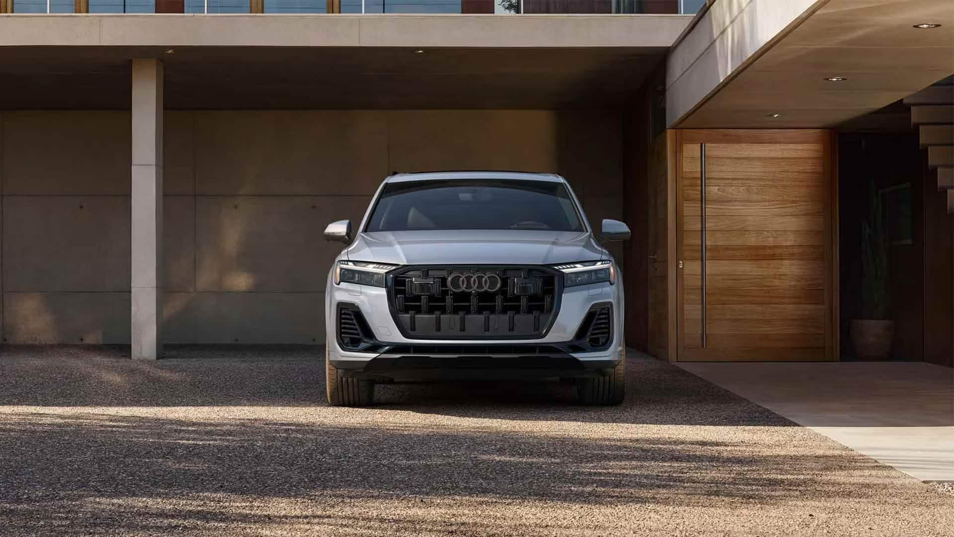 Front view of an Audi Q7 parked.