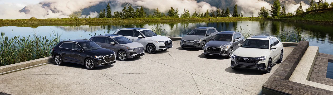 Audi SUV Lineup parked by a pond