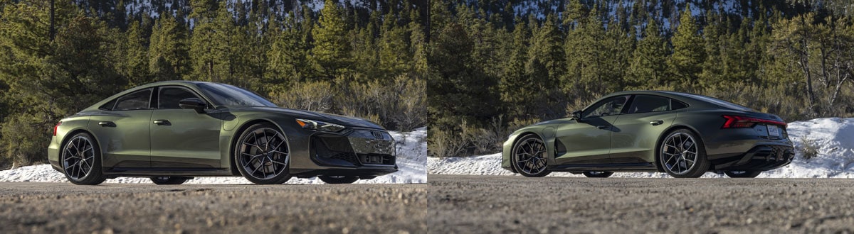 2025 Audi RS e-tron GT Parked in Nature on a Snowy Winter Day