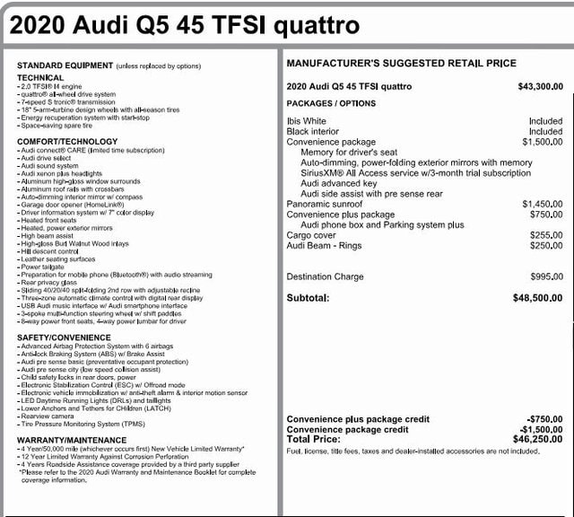 Used 2020 Audi Q5 Premium with VIN WA1ANAFY5L2067379 for sale in Pittsburgh, PA