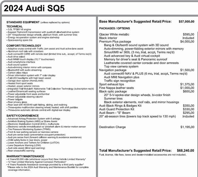 Used 2024 Audi SQ5 Premium Plus with VIN WA1B4AFY2R2030645 for sale in Pittsburgh, PA