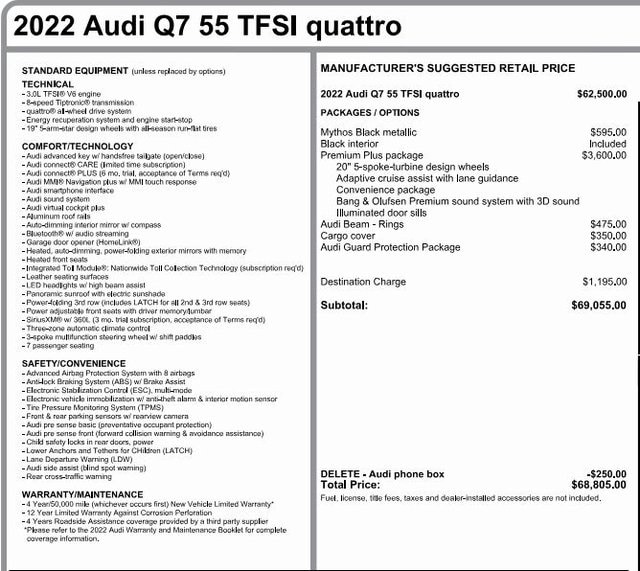 Used 2022 Audi Q7 Premium Plus with VIN WA1LXBF72ND010354 for sale in Pittsburgh, PA