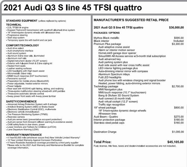 Used 2021 Audi Q3 S Line Premium Plus with VIN WA1EECF30M1154986 for sale in Pittsburgh, PA