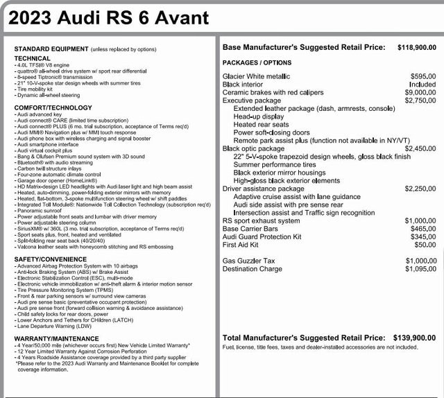 Certified 2023 Audi RS 6 Avant Base with VIN WUA1CBF22PN901614 for sale in Pittsburgh, PA