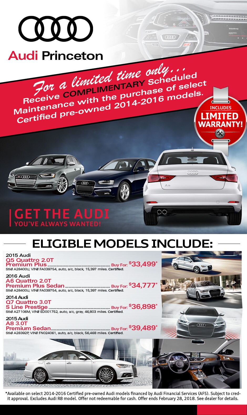 Certified PreOwned Audi Specials in Princeton, NJ Serving New