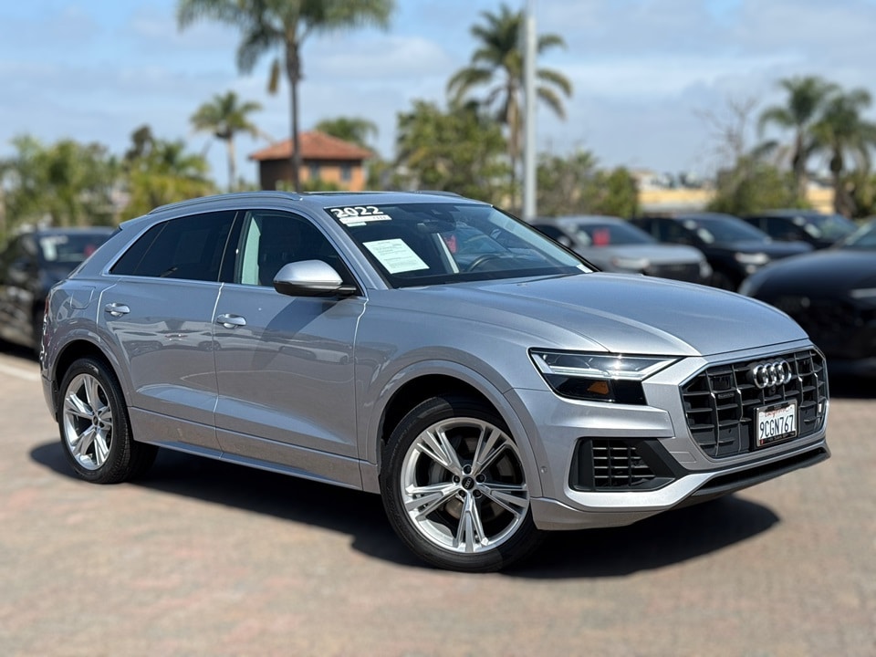 Certified 2022 Audi Q8 Premium Plus with VIN WA1BVBF11ND030656 for sale in San Diego, CA