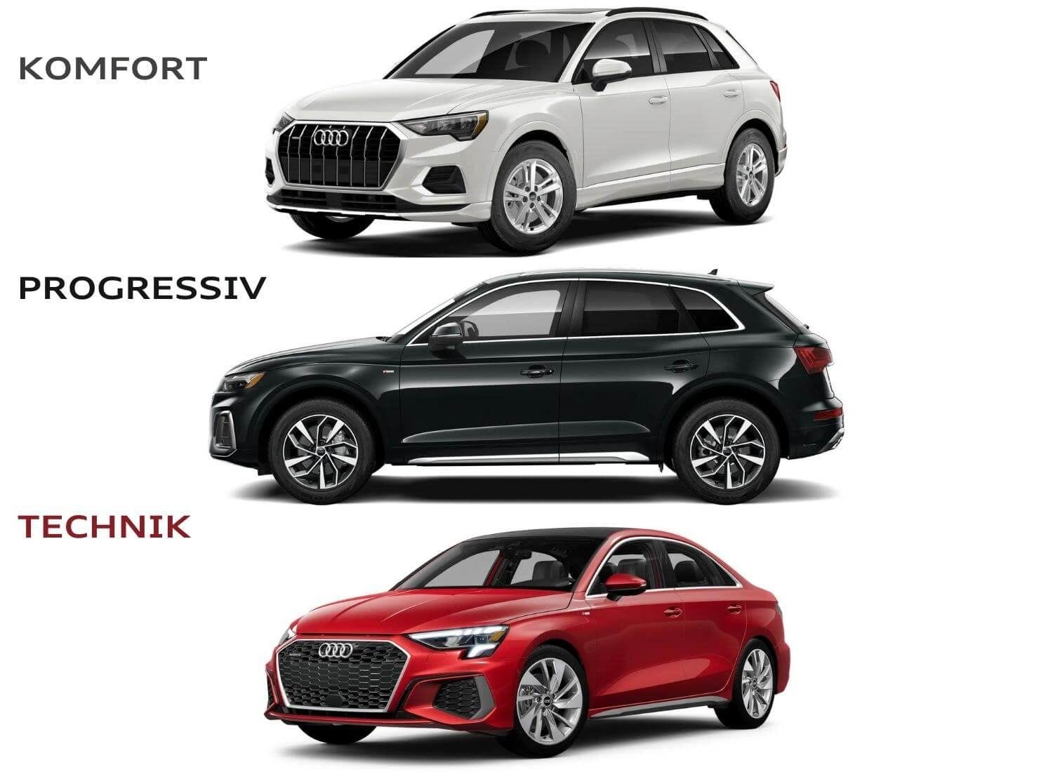 Audi Komfort vs Progressiv vs Technik: quel sont les différences?