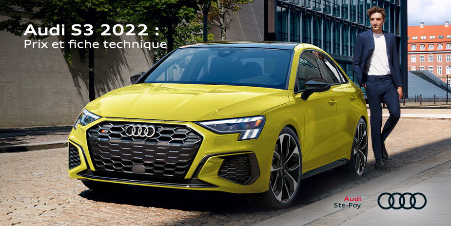 Homme s'apprêtant à monter à bord de sa berline Audi A3 2022
