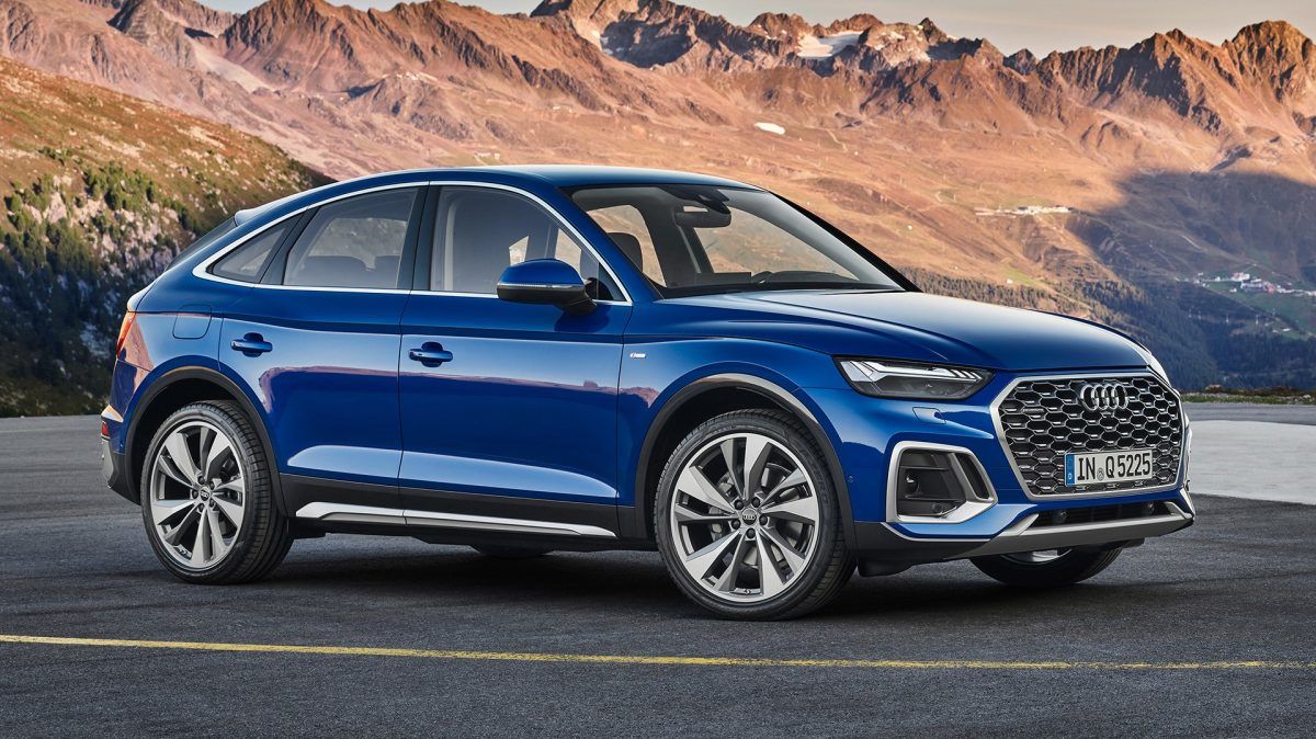 vue latérate avant Audi bleue