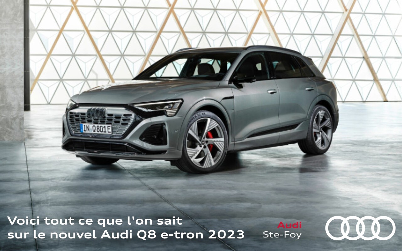 image entête - vue latérale avant d'une Audi Q8 e-tron 2023
