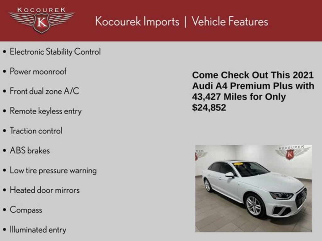 Used 2021 Audi A4 45 S line Premium Sedan