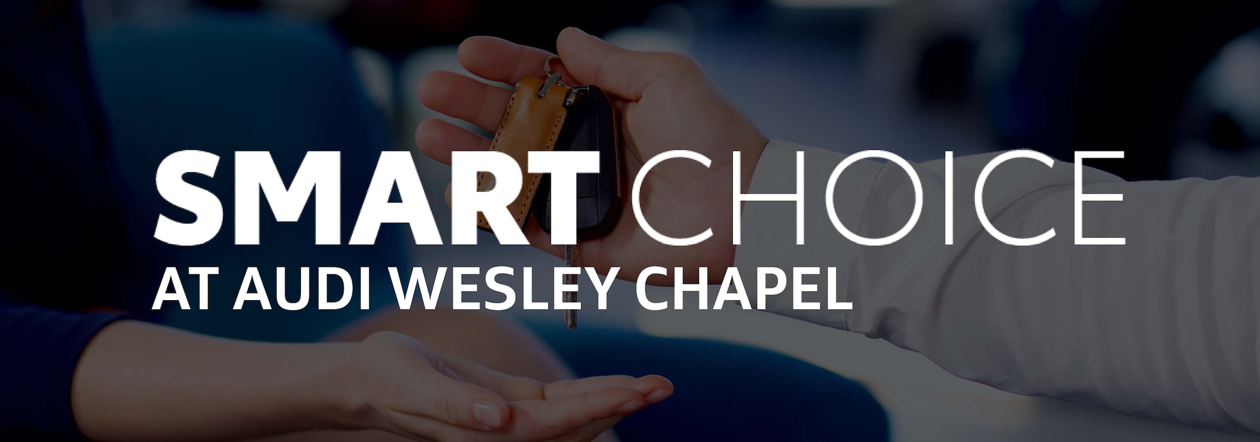 Smart Choice logo with keys getting handed to owner in background
