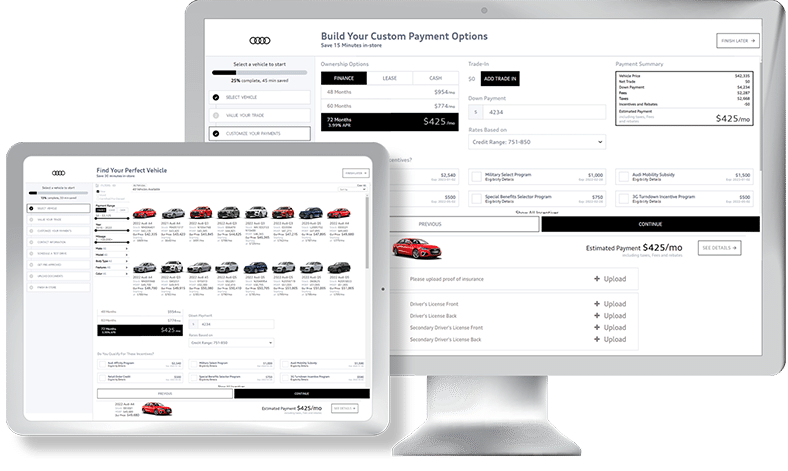 iMac and iPad scrolling through Audi website