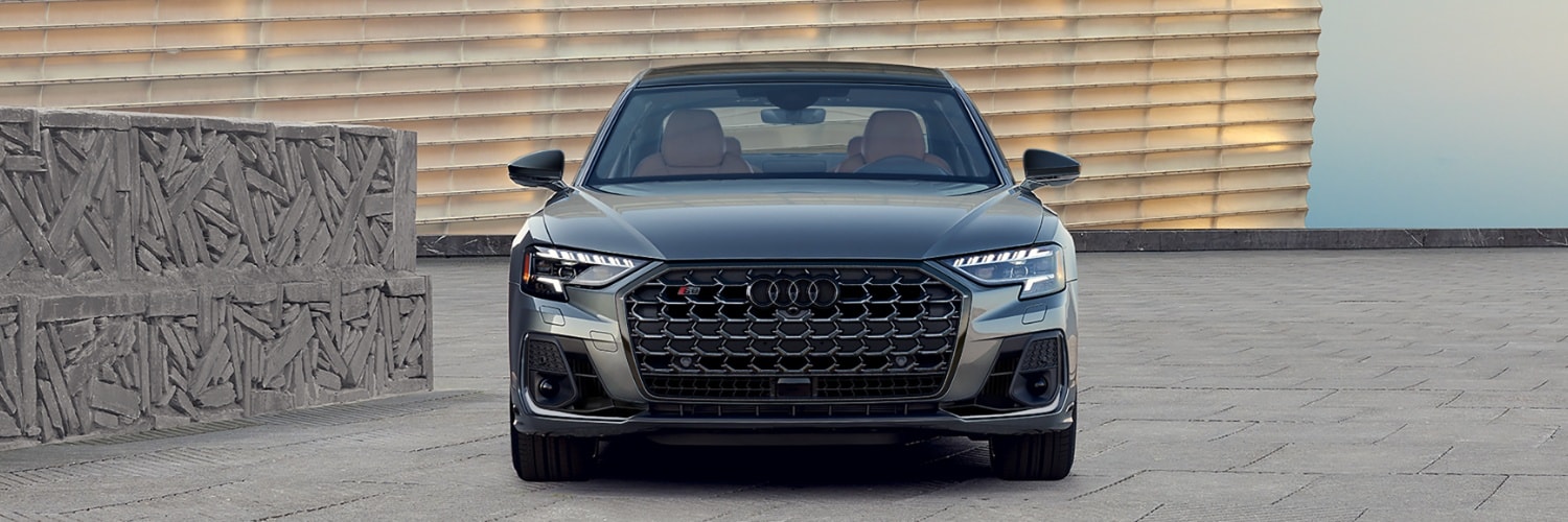 Front of Gray Audi S8 front grille