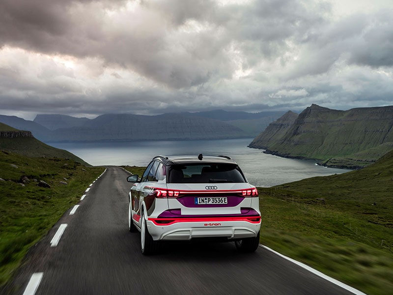 2023 Audi Q6 e-tron exterior on mountain road