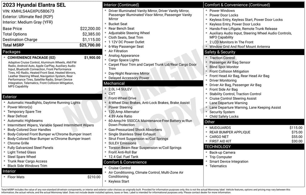 Certified 2023 Hyundai Elantra SEL Sedan