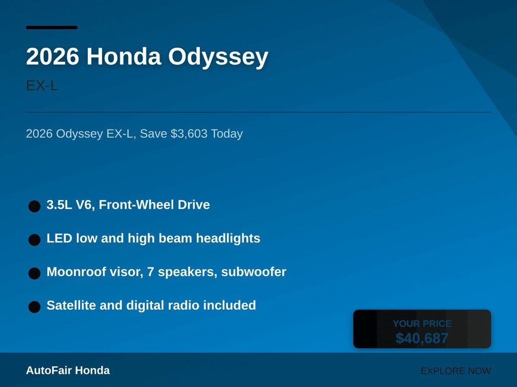 New 2026 Honda Odyssey EX-L Van Passenger