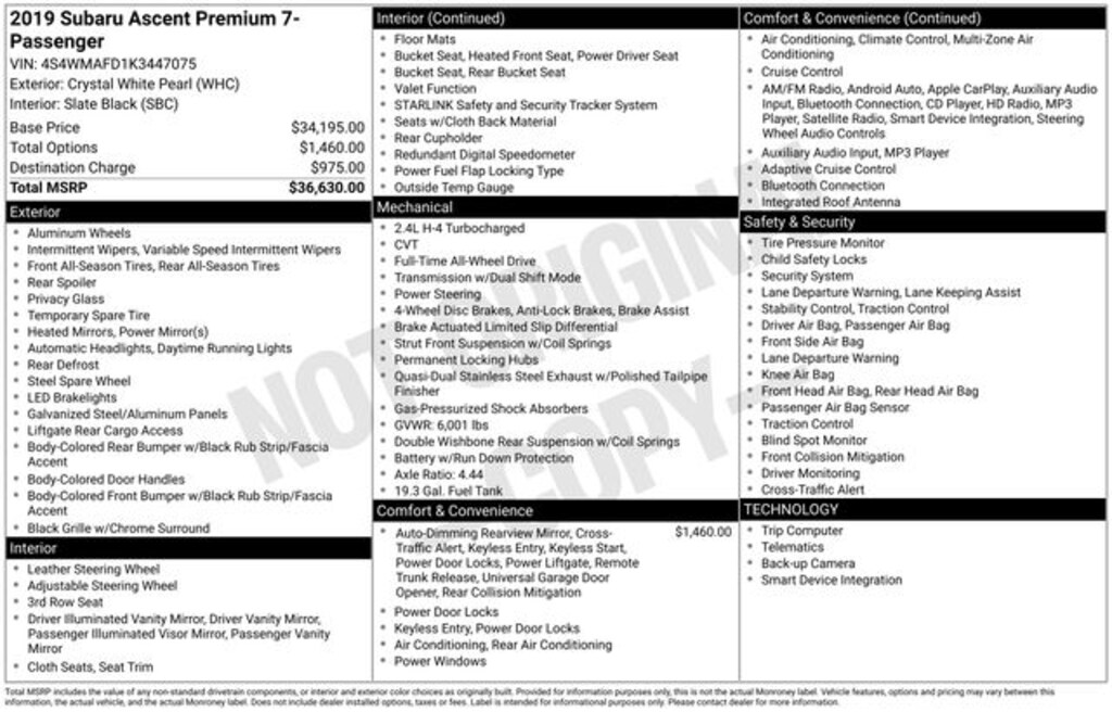 Used 2019 Subaru Ascent Premium SUV
