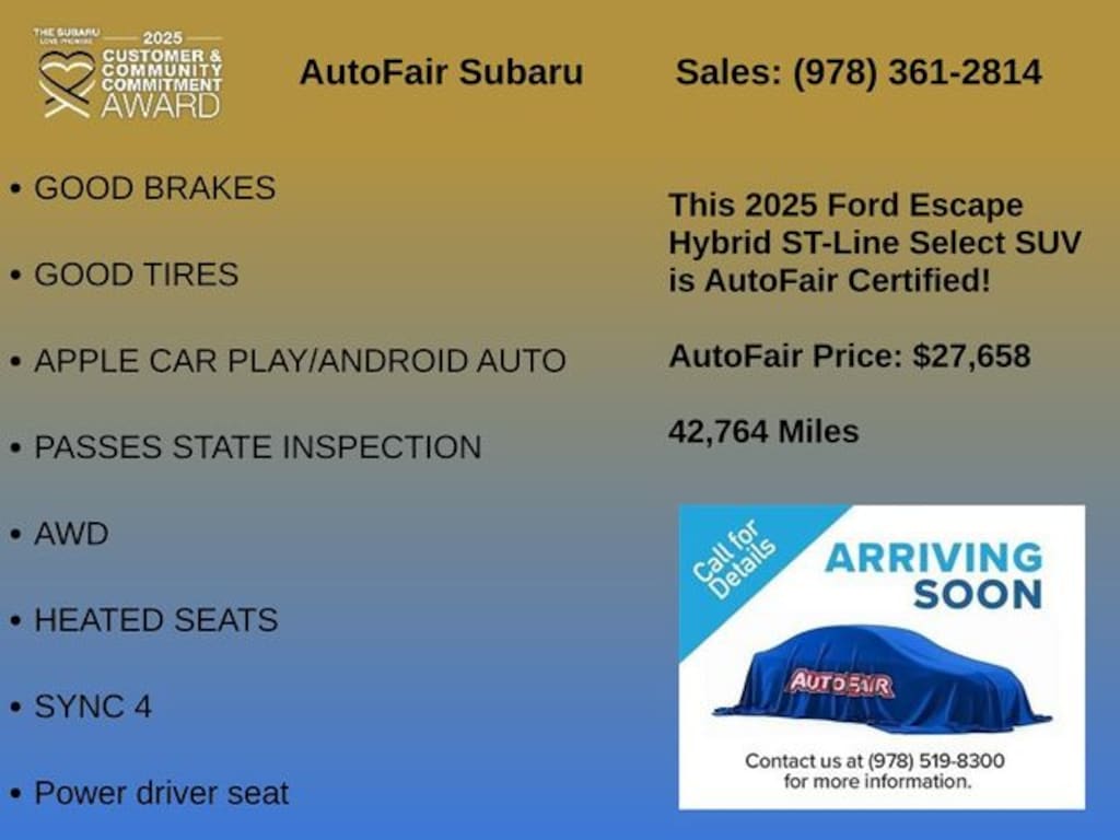 Certified 2025 Ford Escape Hybrid ST-Line Select SUV