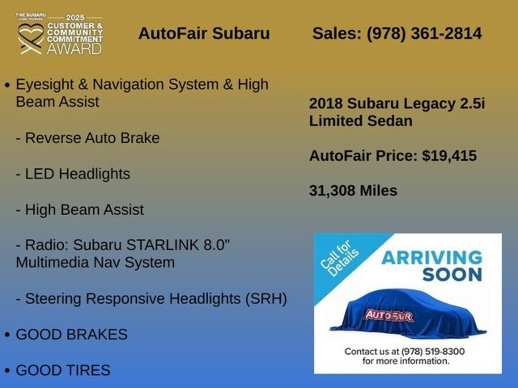 Used 2018 Subaru Legacy 2.5i Sedan