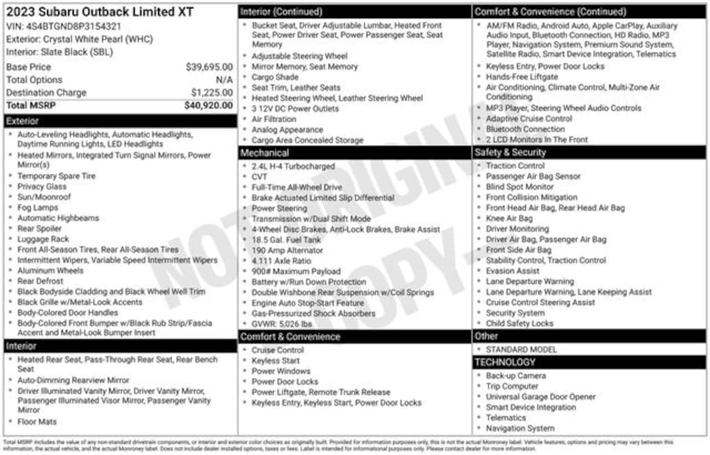 Used 2023 Subaru Outback Limited XT SUV