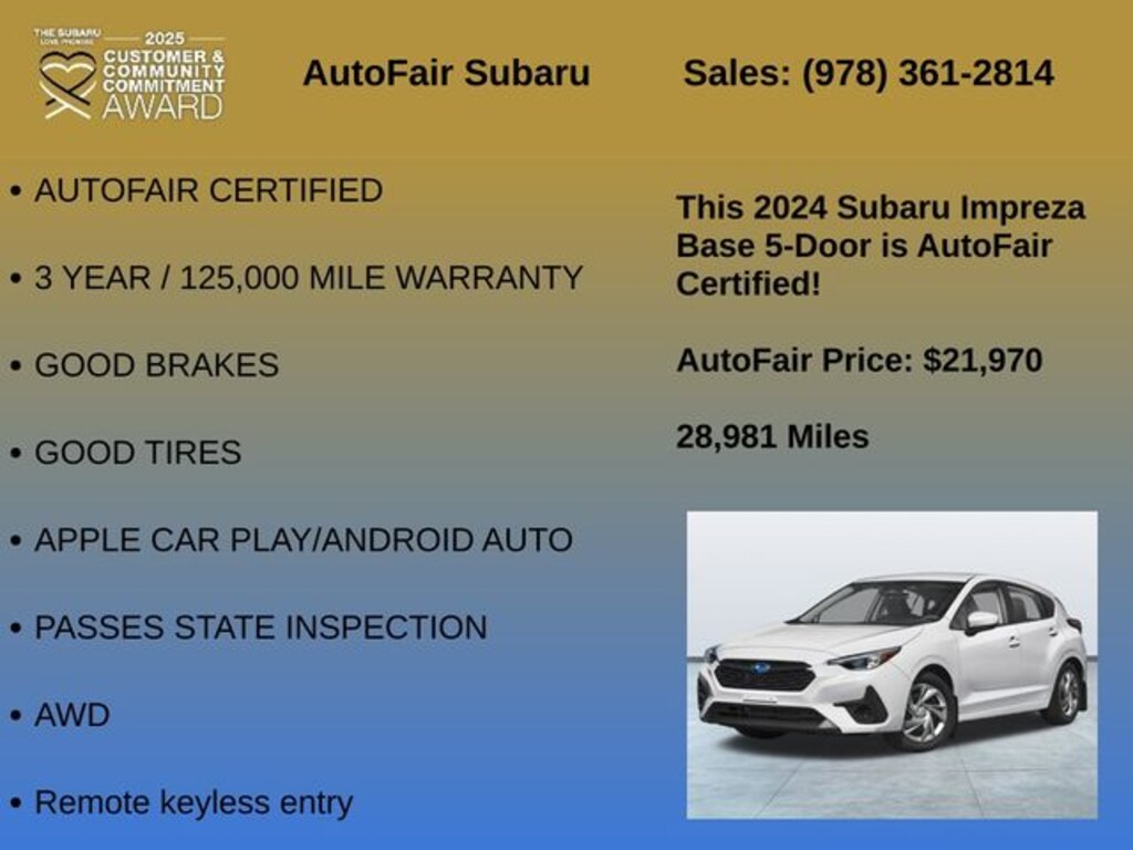 Used 2024 Subaru Impreza Base Hatchback