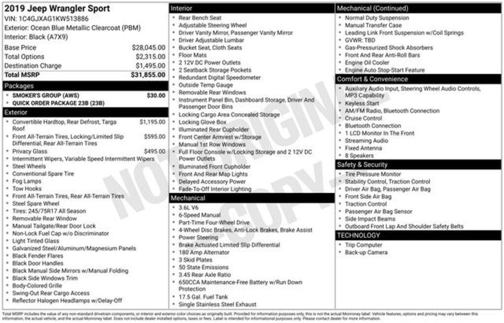 Used 2019 Jeep Wrangler Sport SUV
