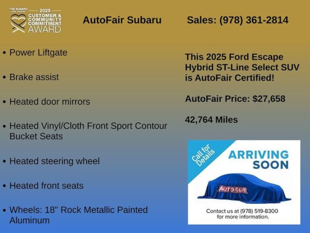 Certified 2025 Ford Escape Hybrid ST-Line Select SUV