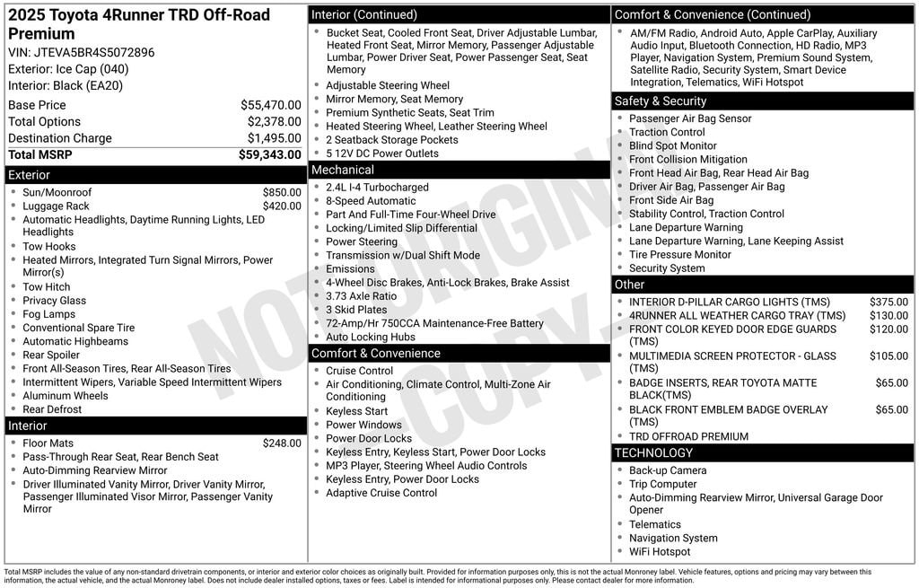 New 2025 Toyota 4Runner TRD Off-Road Premium SUV