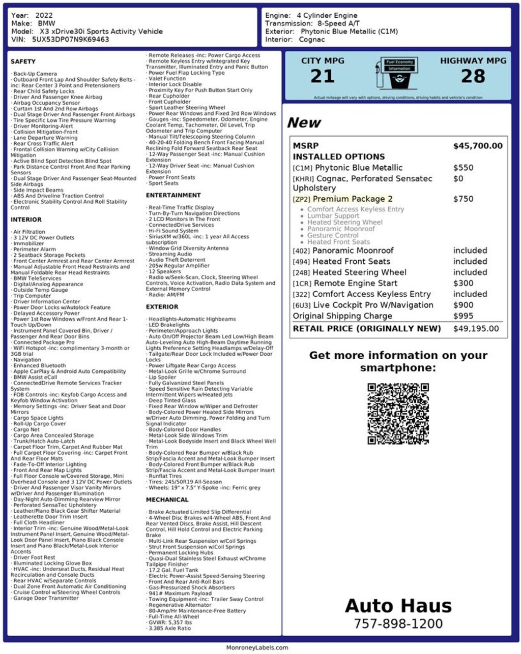 Used 2022 BMW X3 xDrive30i SUV