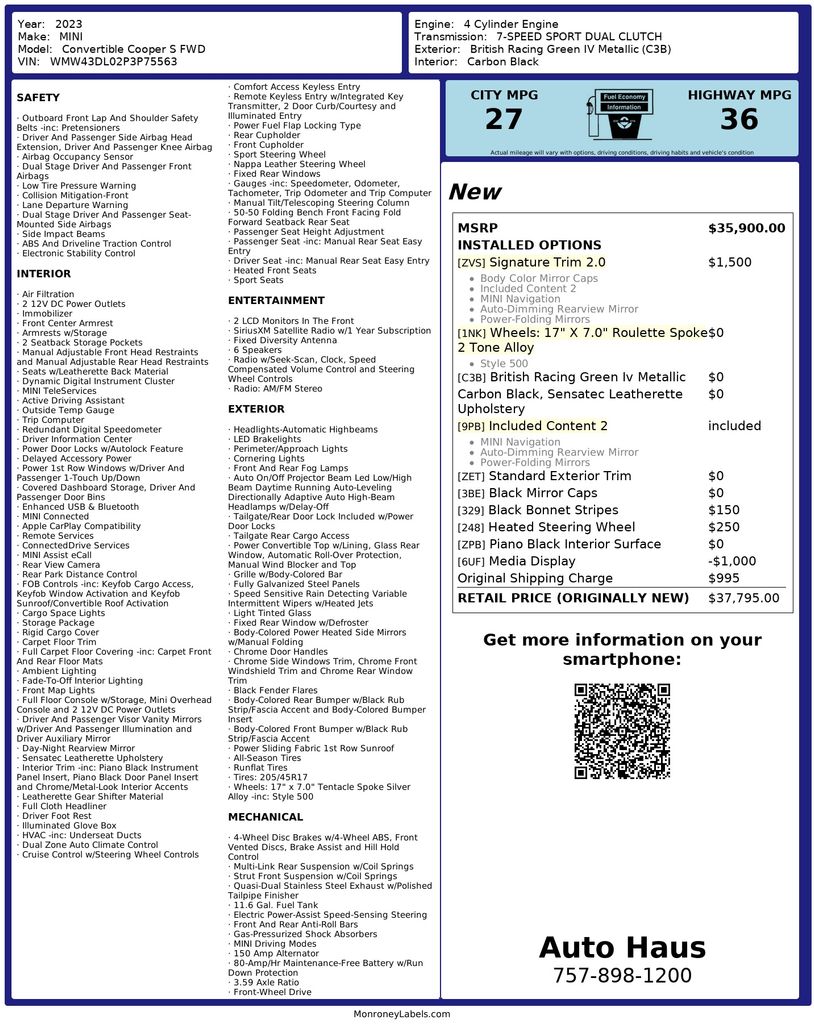 2023 MINI Convertible S's photo