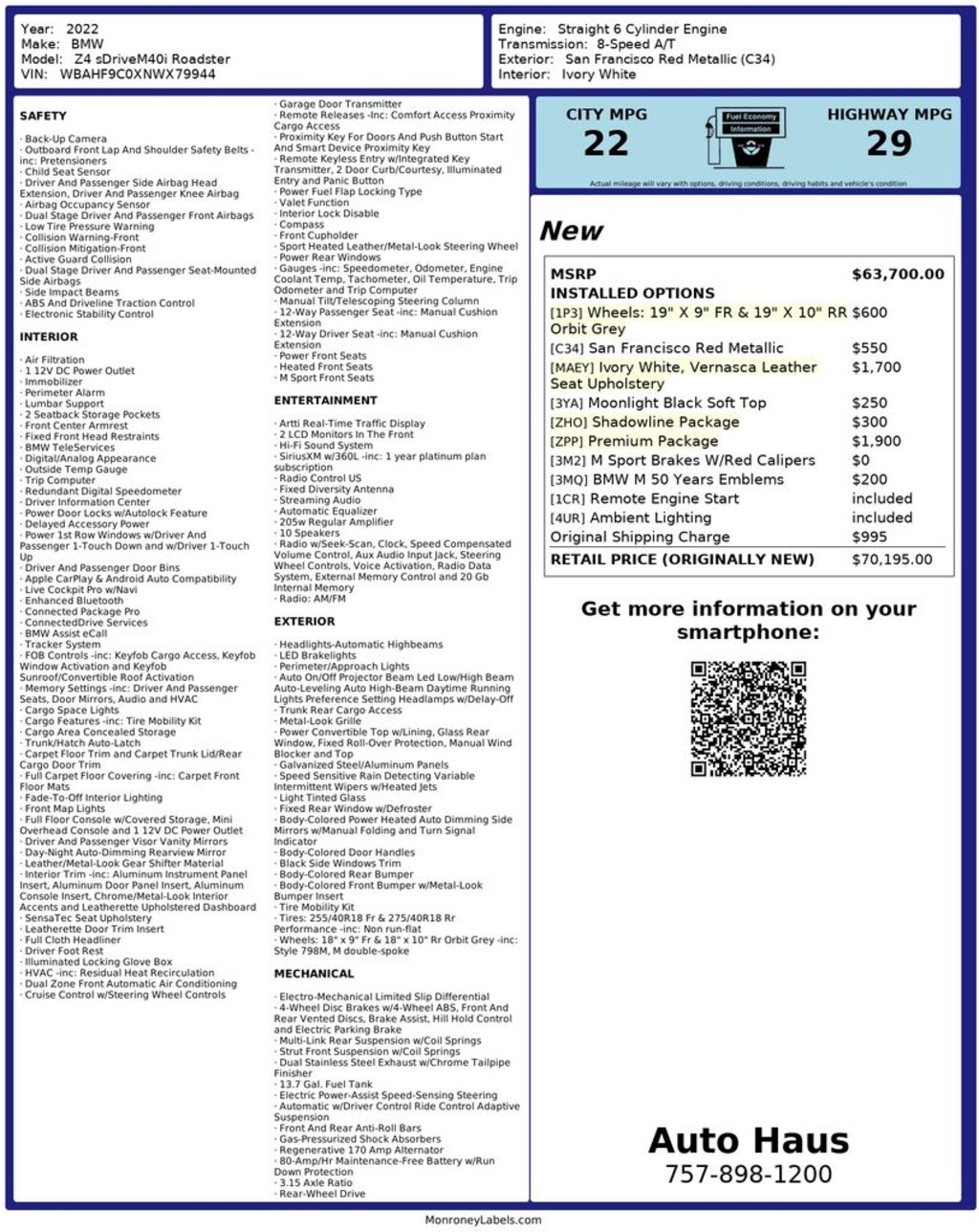 Used 2022 BMW Z4 sDrive M40i Convertible