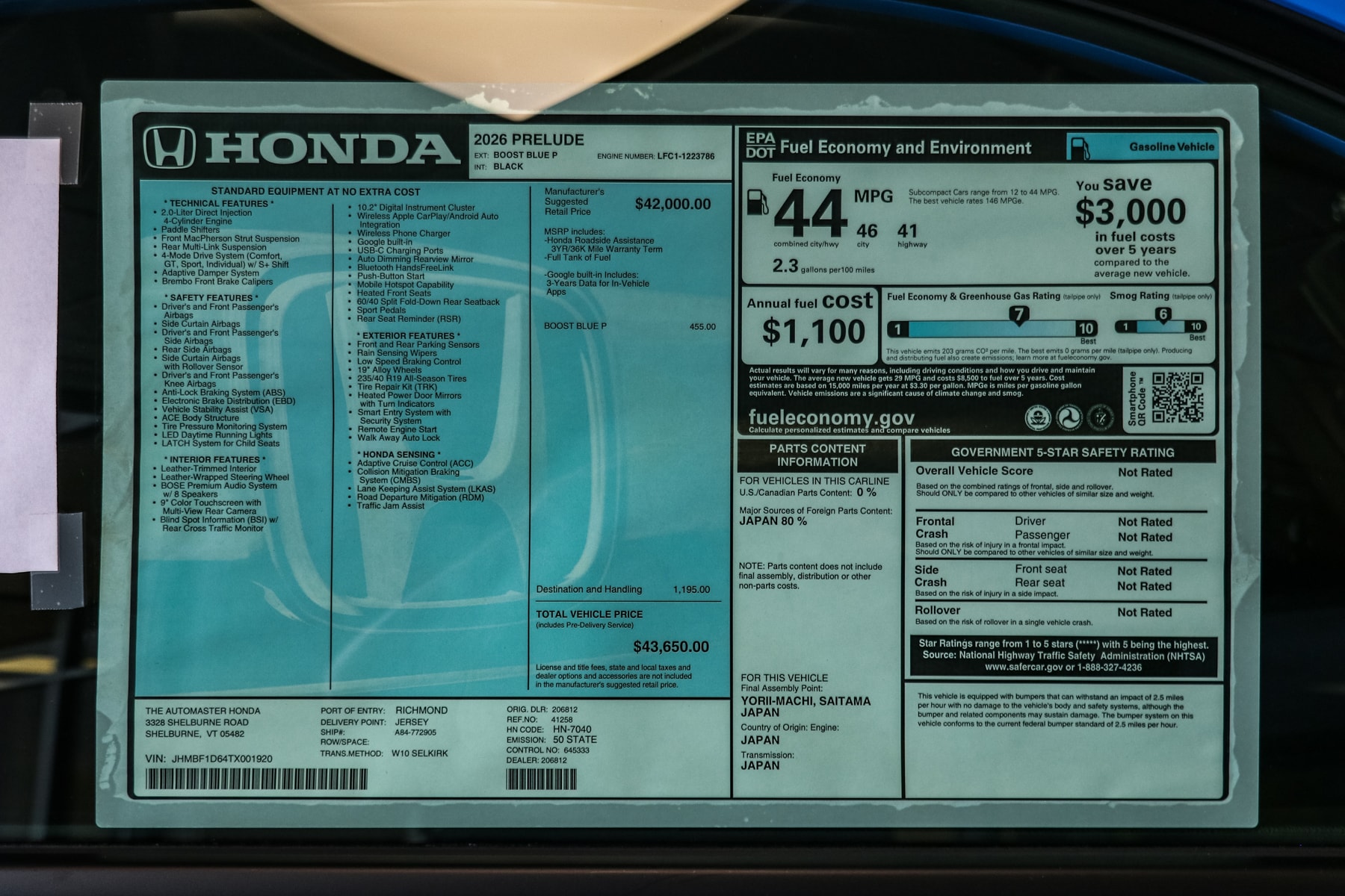 2026 Honda Prelude Base - Photo 13
