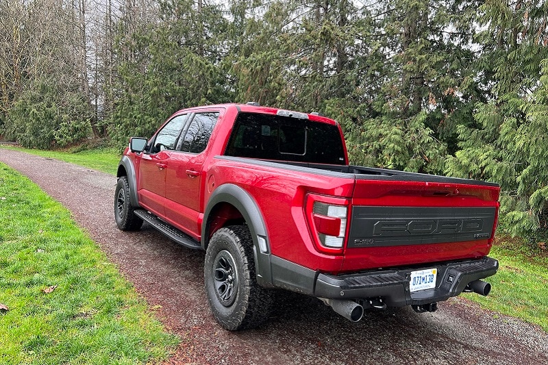 The Ford F-150 Raptor has a step in its tailgate.