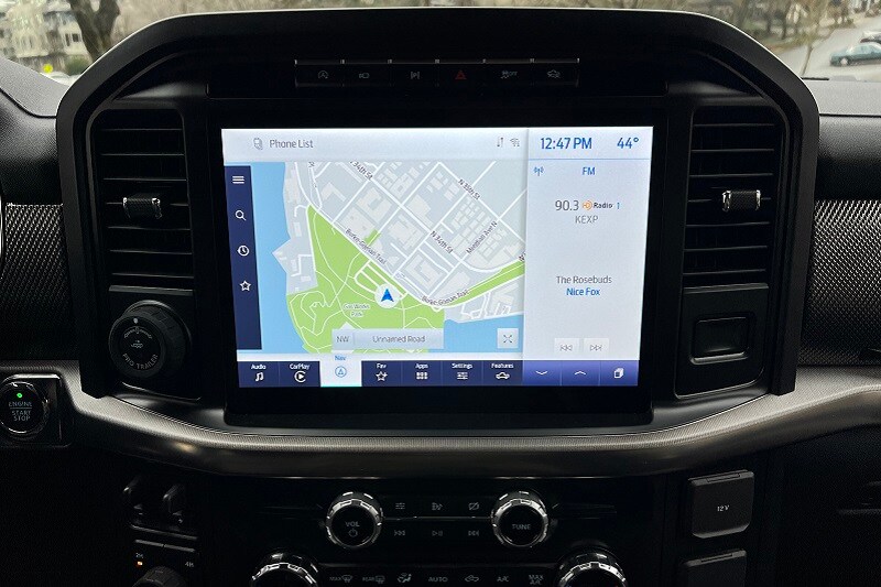 The Ford F-150 Raptor has a 12-inch infotainment screen.
