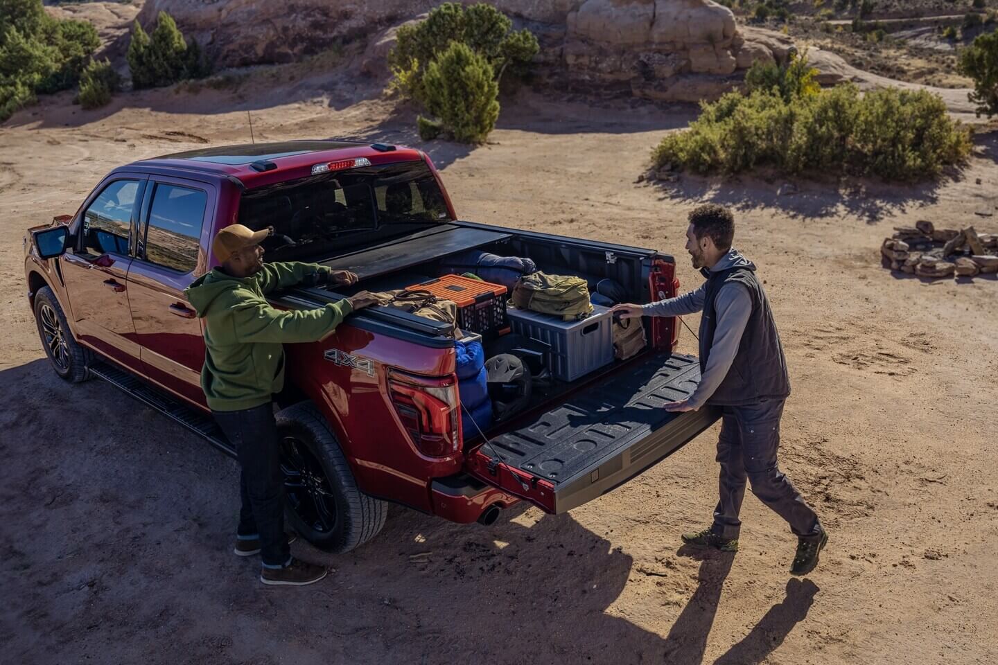 Learn about Which Ford Trucks have a Power Tailgate Exterior shot red F-150 Ford Truck