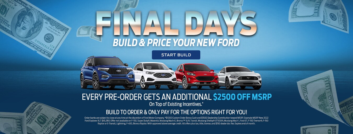 Four Ford vehicles with text that says start your pre-order