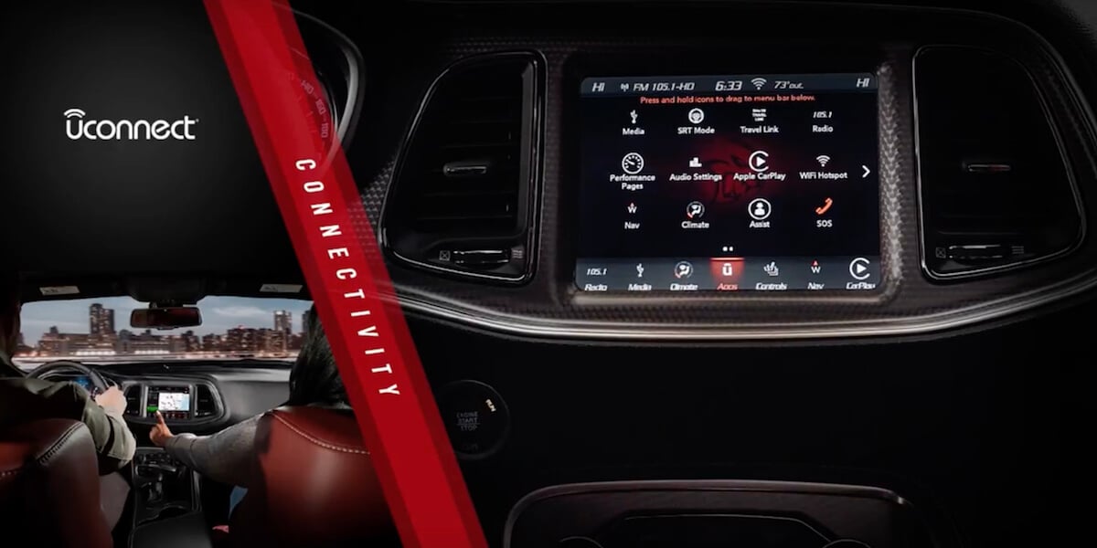 Dodge Challenger Dashboard and Uconnect screen