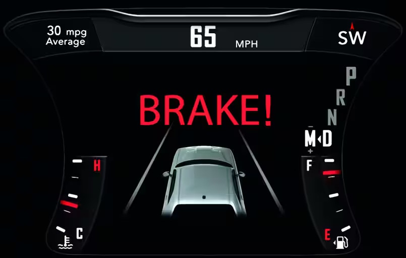 Illustration of Full-Speed Forward Collision Warning.