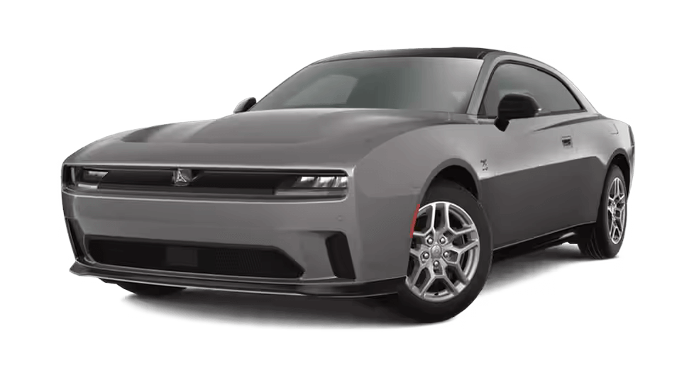 Learn about the exterior colors of the 2025 Dodge Charger Daytona 2025 Dodge Charger Daytona in Destroyer Gray w/ Pitch Black roof