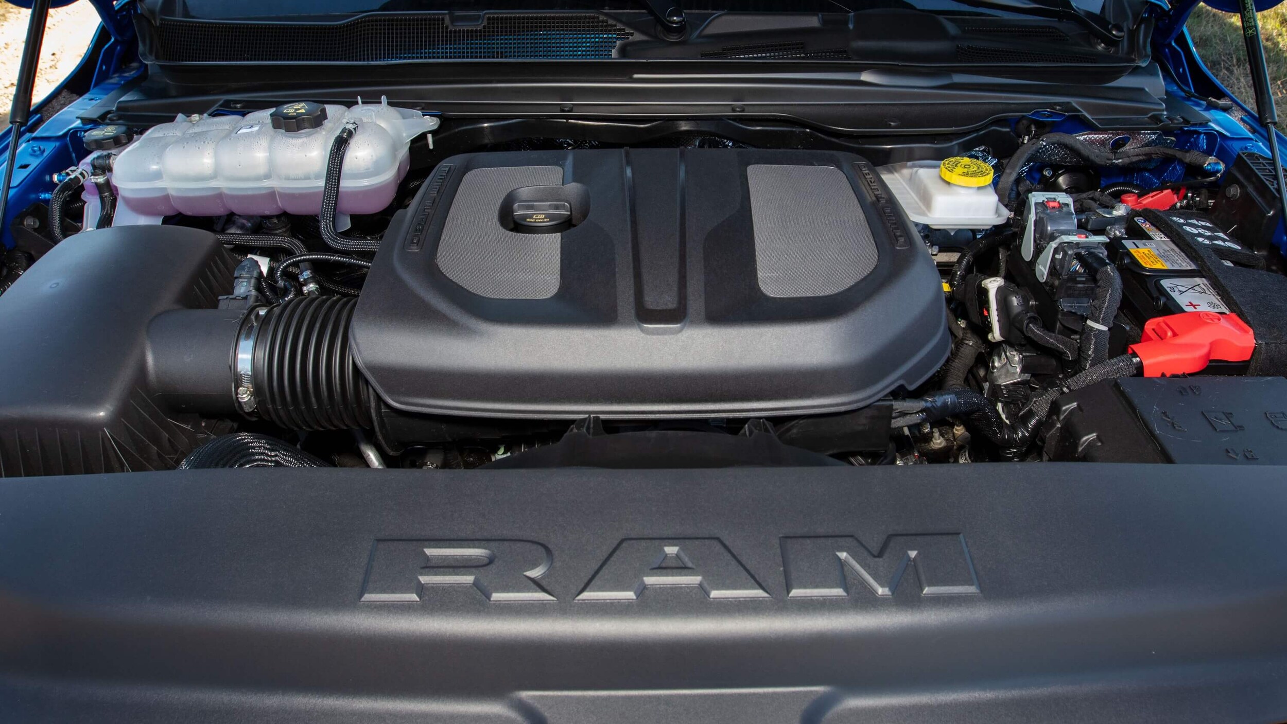 Learn about the enging options of the Ram 1500 Photo of the engine inside the Ram 1500 Rebel