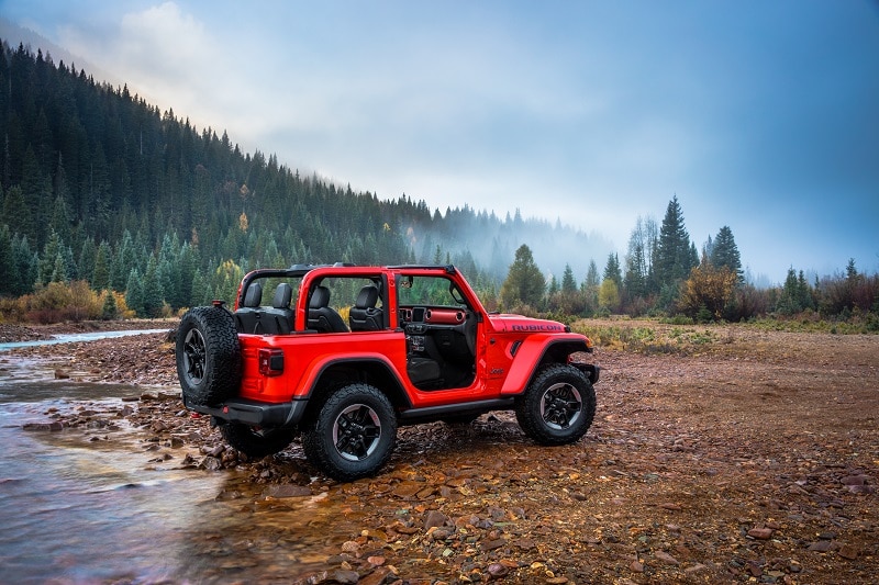 Jeep Wrangler Rubicon two-door with roof off