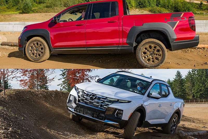 Side by Side Honda Ridgeline vs. Hyundai Santa Cruz AutoNation Drive