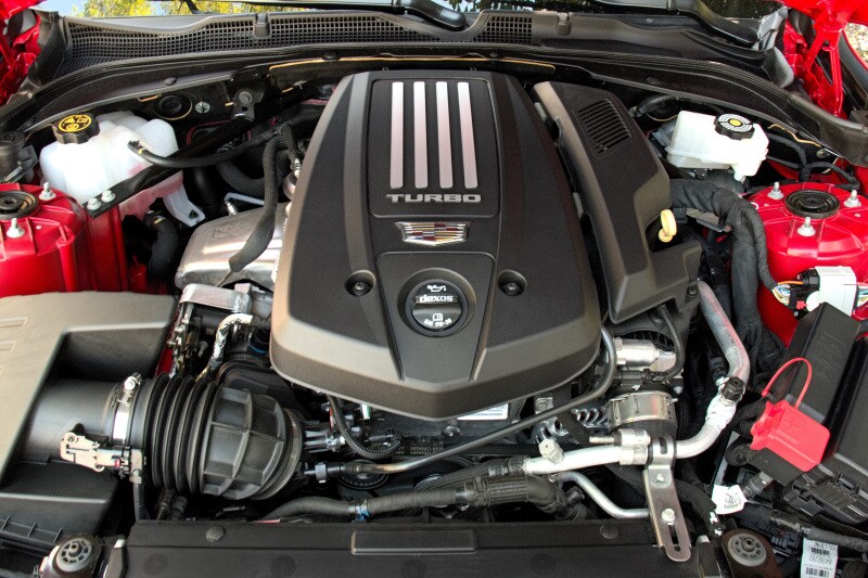 View of the engine block of the 2020 Cadillac CT4-V 