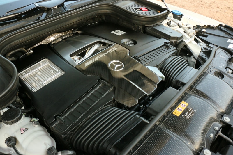 View of the engine block of the 2021 Mercedes-AMG GLS 63