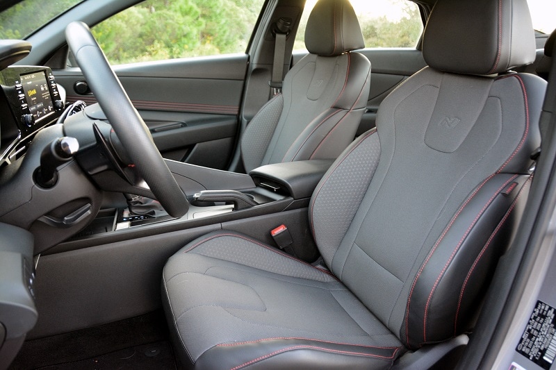 Read a review of the 2021 Hyundai Elantra N Line from the automotive experts at AutoNation Drive. Interior view of the Hyundai Elantra N Line
