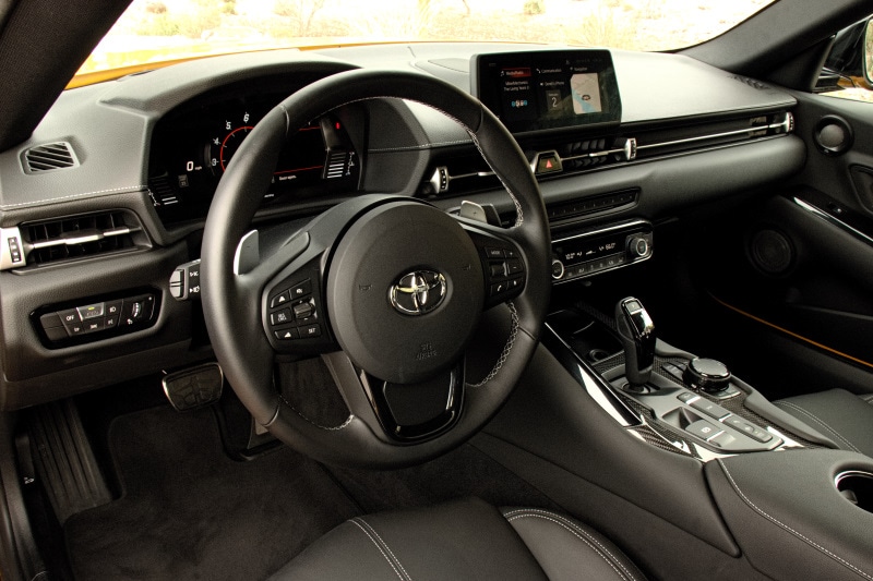 Interior view of the 2021 Toyota GR Supra 3.0 Premium