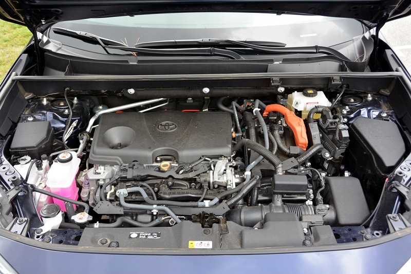 View of the engine block of the 2020 Toyota RAV4 Hybrid