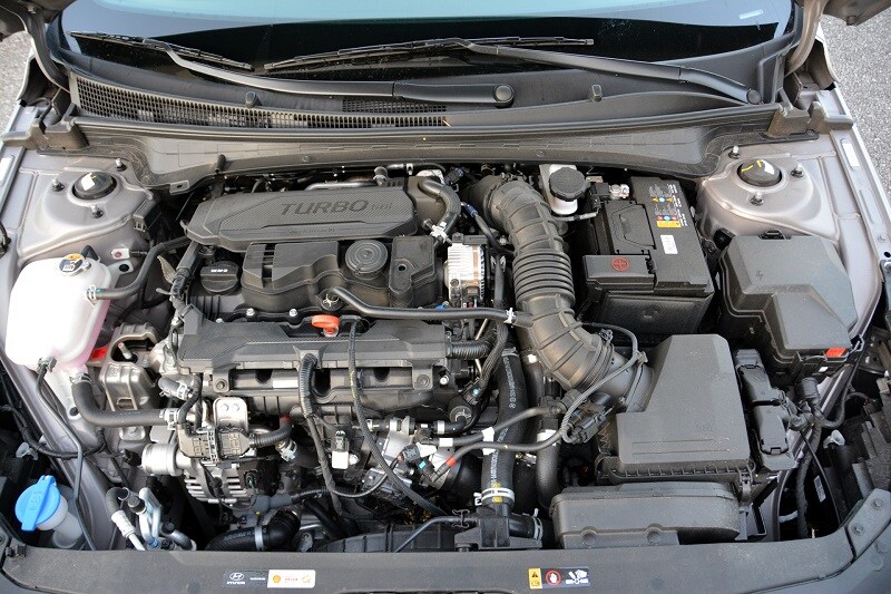 Read a review of the 2021 Hyundai Elantra N Line from the automotive experts at AutoNation Drive. Engine view of the Hyundai Elantra N Line