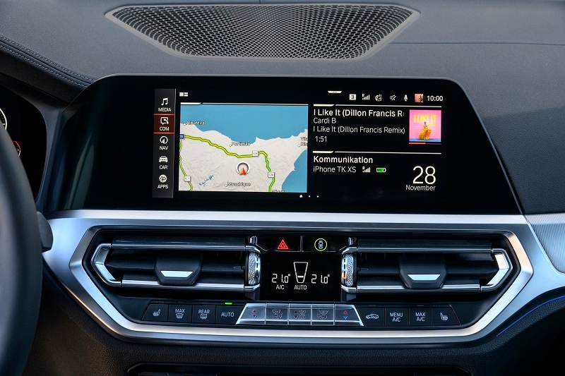 View of the BMW 3 Series infotainment system